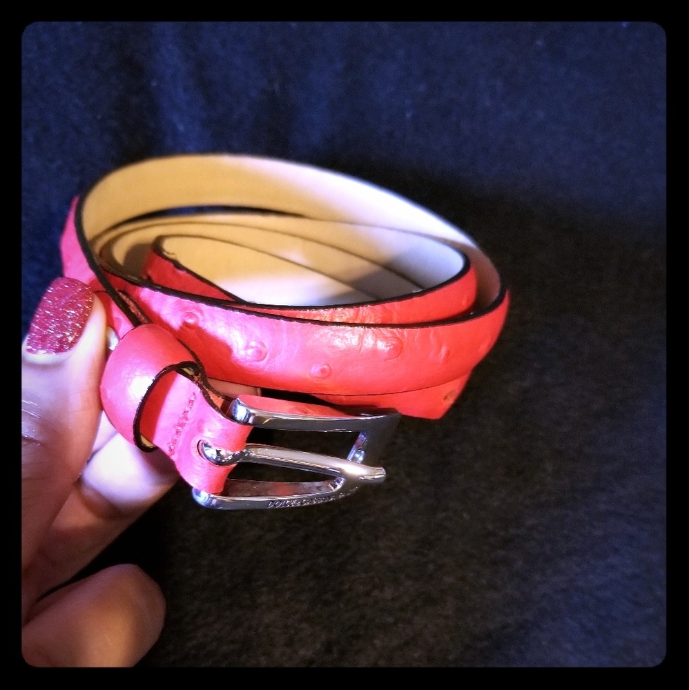 Dolce Gabbana Red leather skinny belt